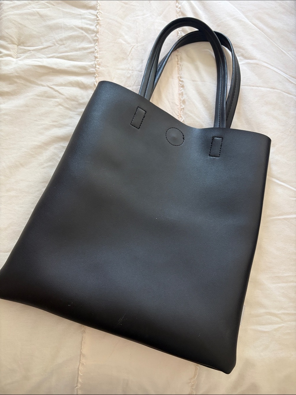 Miniso Black Leather Satchel Tote